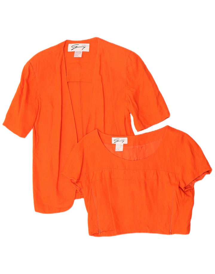 Genny Damen 2-teiliges Set, US 10, großes orangefarbenes Leinen