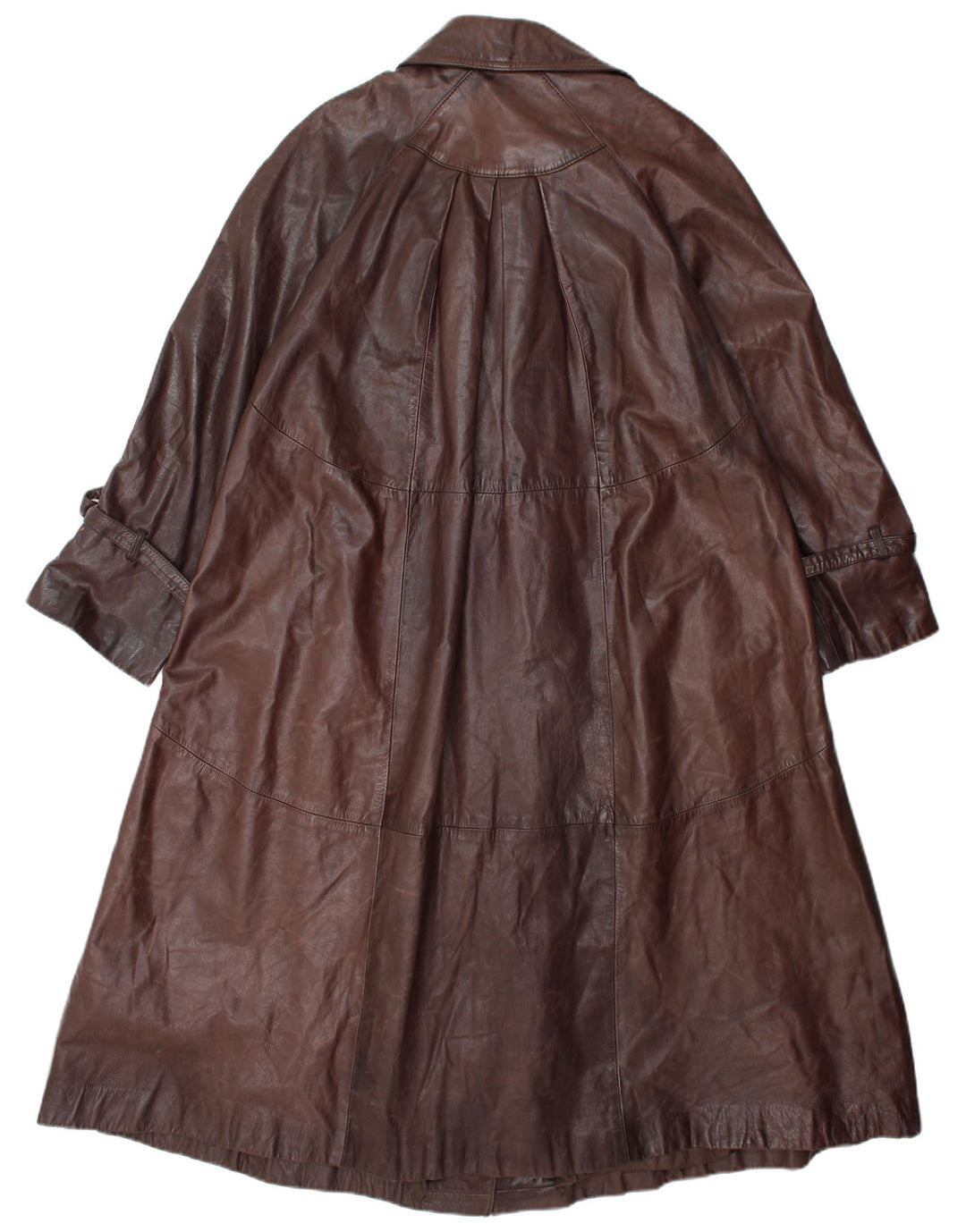 VINTAGE Damen Ledermantel UK 14 Mittelbraun