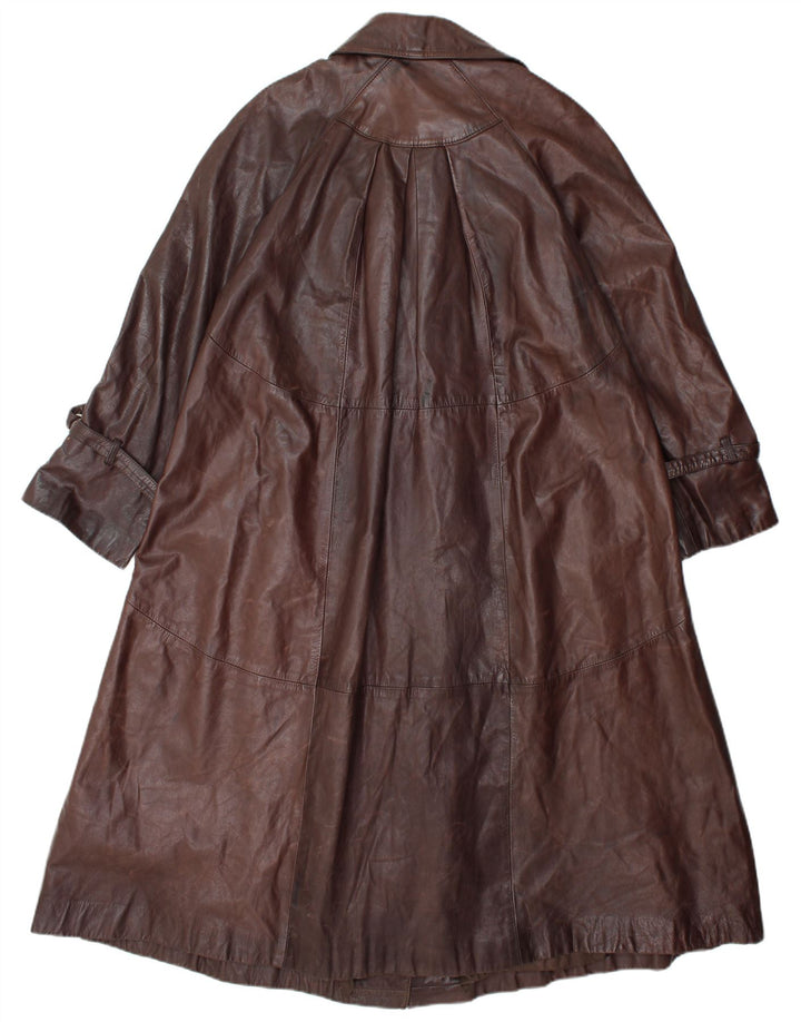 VINTAGE Damen Ledermantel UK 14 Mittelbraun
