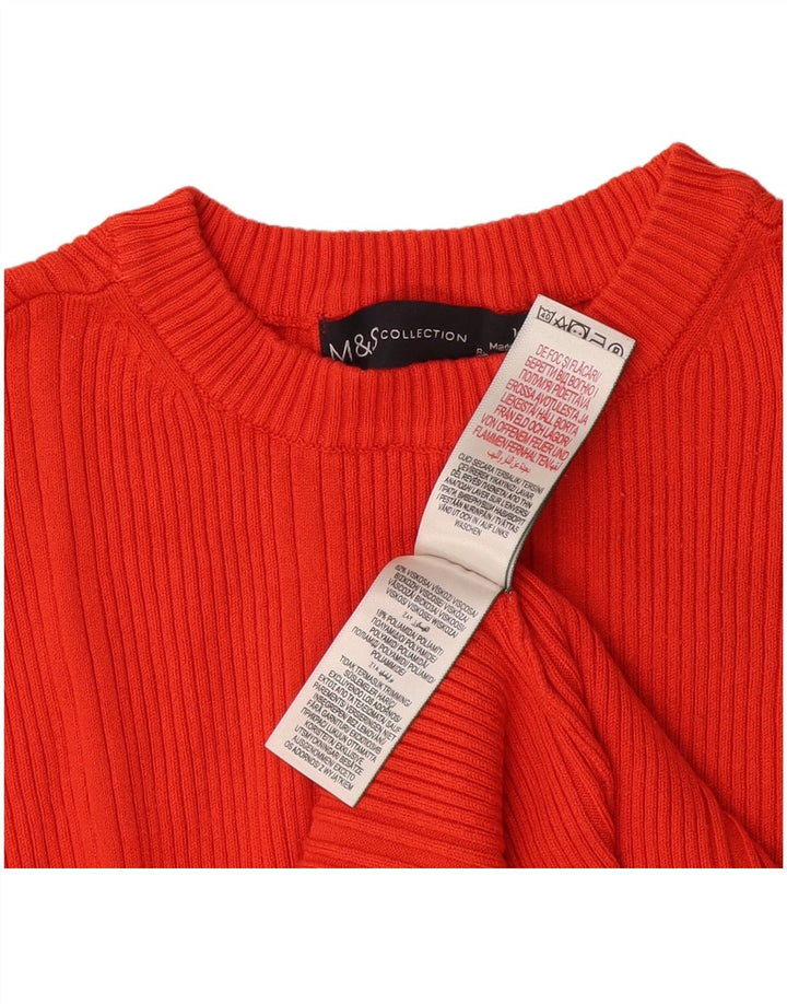 Marks & Spencer Damen Crop Pullover mit Rundhalsausschnitt, UK 14, Mittelrot