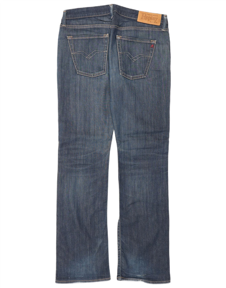 Replay Damen Bootcut Jeans W30 L32 Marineblau Baumwolle