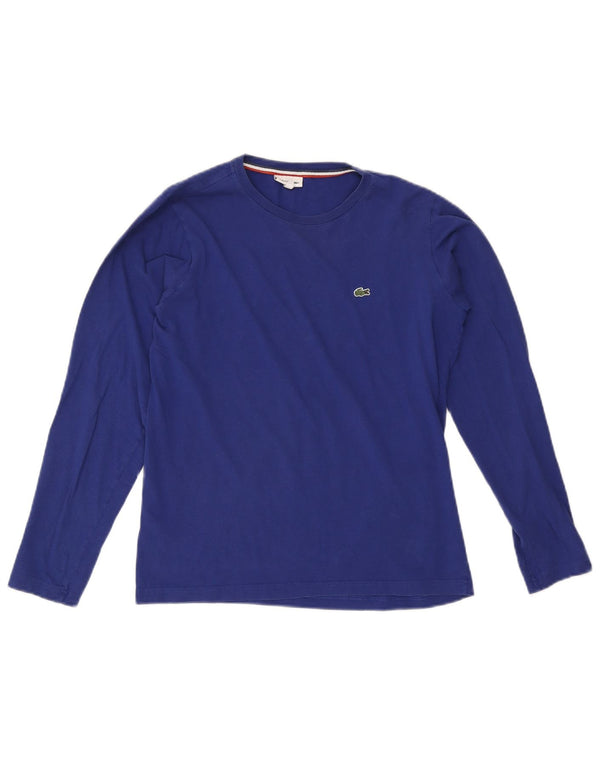 Lacoste Jungen-Top, langärmelig, 15–16 Jahre, blaue Baumwolle