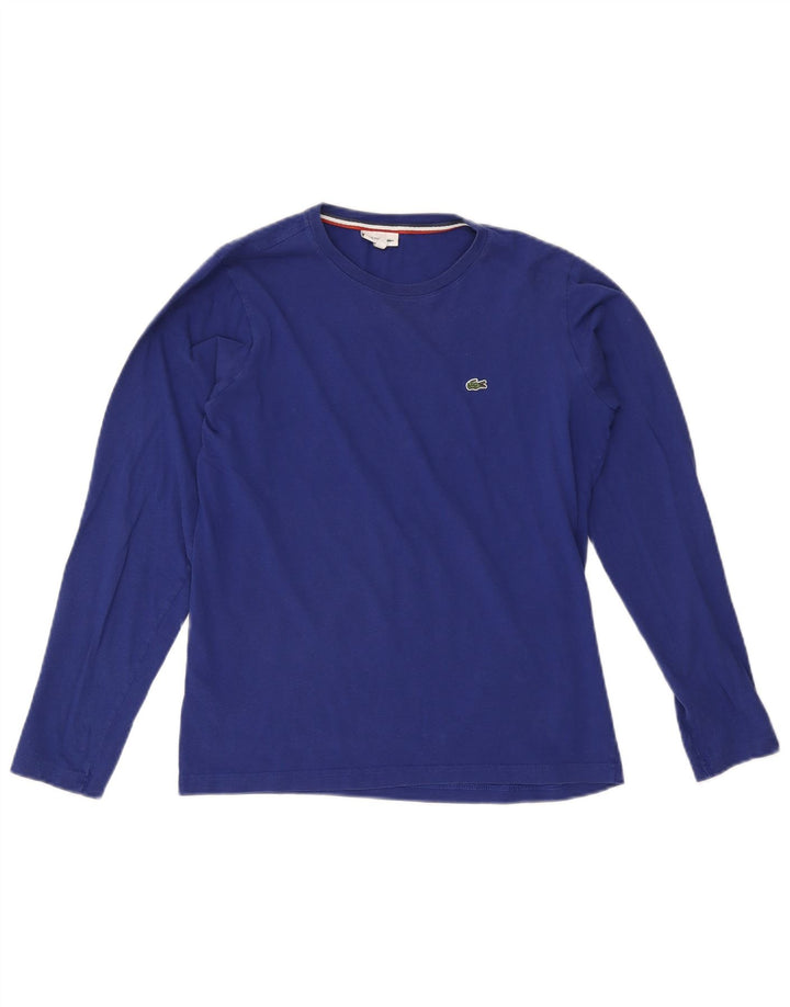 Lacoste Jungen-Top, langärmelig, 15–16 Jahre, blaue Baumwolle