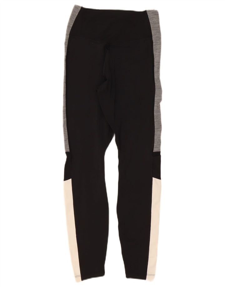 NIKE Damen Dri Fit Leggings UK 4 XS Schwarzes Colourblock-Polyester