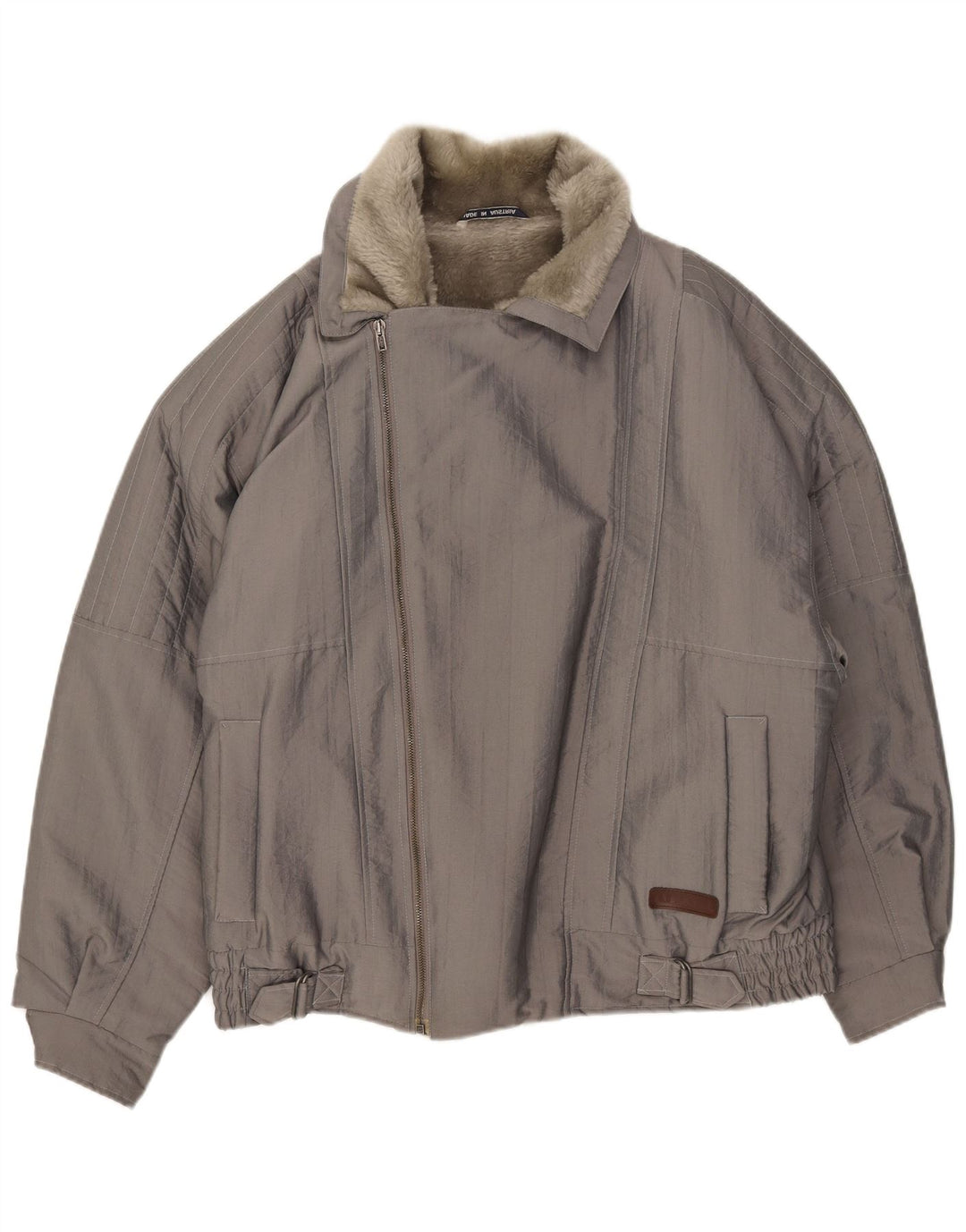 Vintage Herren Sherpa Bomberjacke UK 40 Large Grau