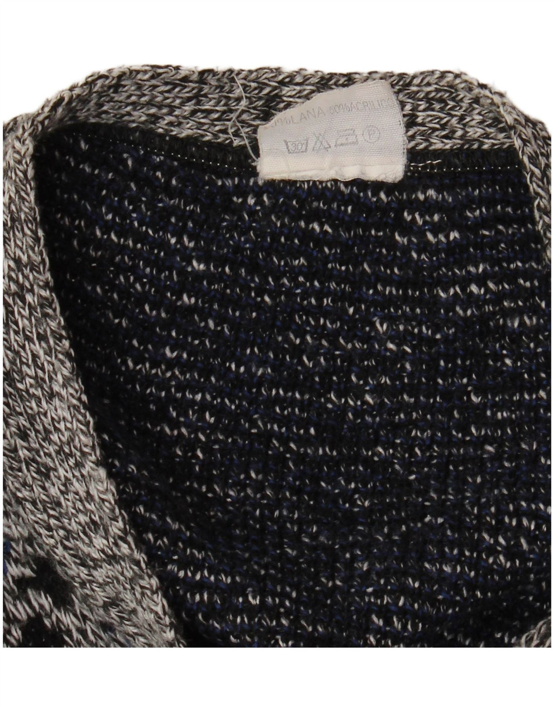 VINTAGE Herren Cardigan Pullover XL Graue geometrische Wolle