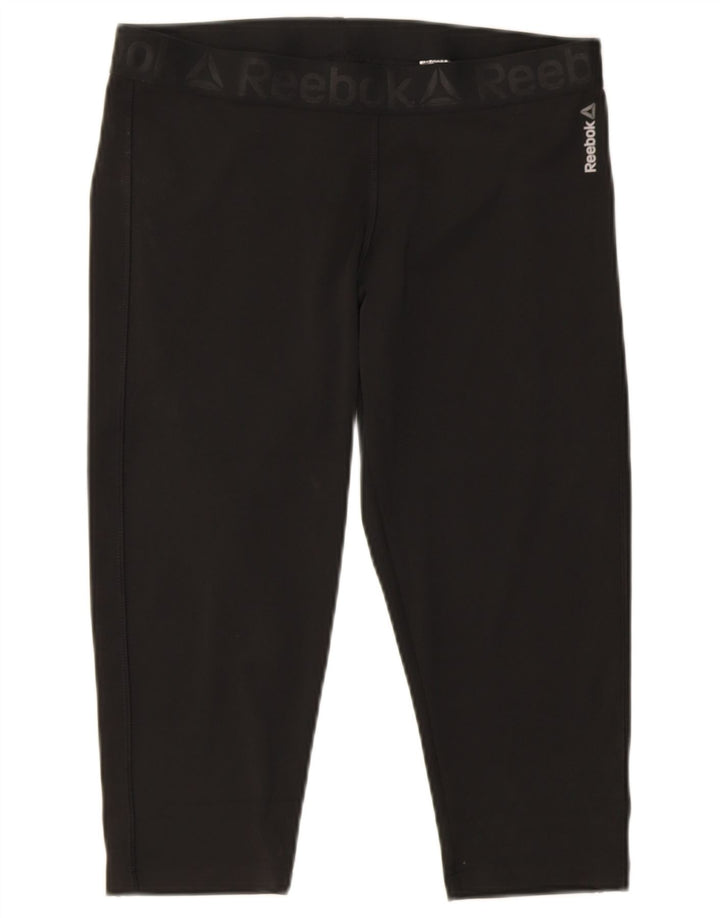 Reebok Damen Capri-Leggings UK 16/18 Large Schwarz Polyester
