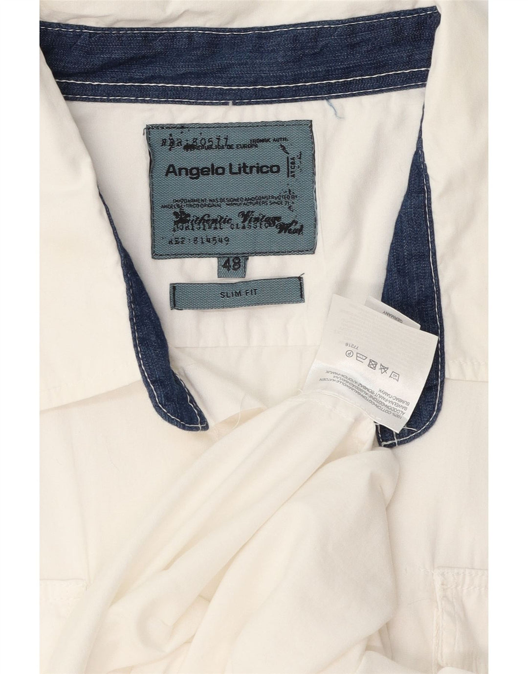 Angelo Litrico Herren Kurzarm-Slim-Fit-Hemd IT 48 Mittelweiße Baumwolle