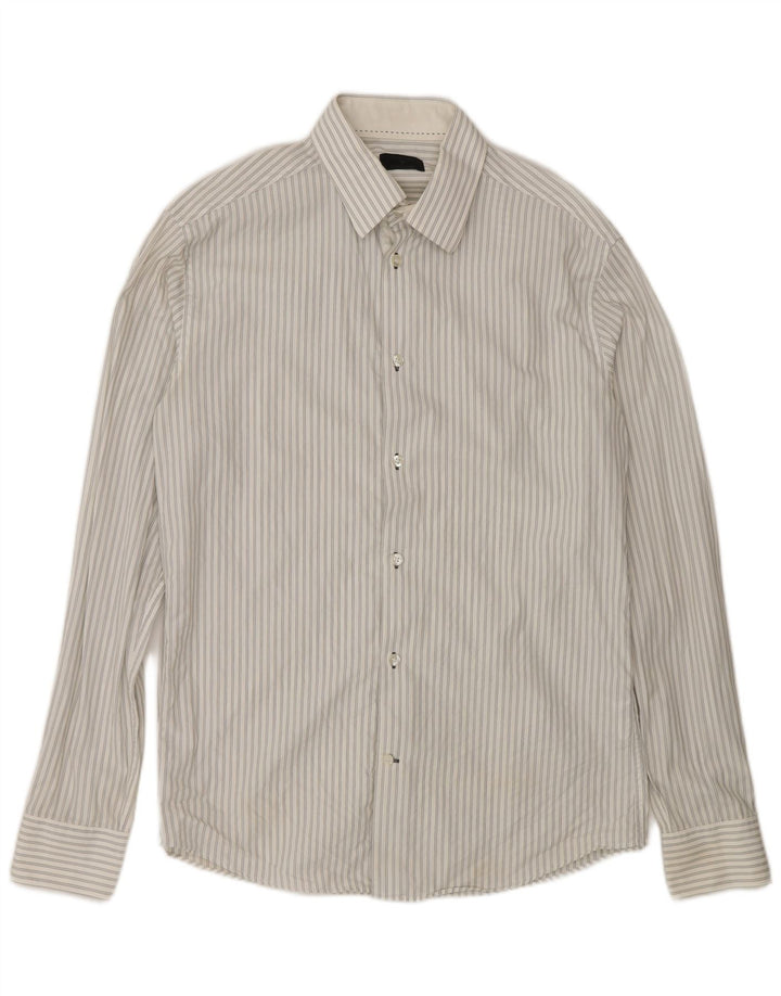 Jack & Jones Herrenhemd aus mittelweißer Nadelstreifen-Baumwolle