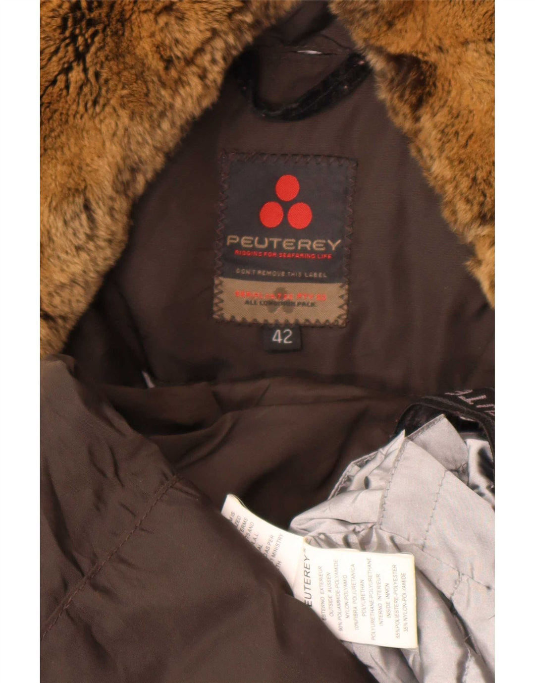 PEUTEREY Damen Wattierte Jacke IT 42 Mittelbraunes Polyamid