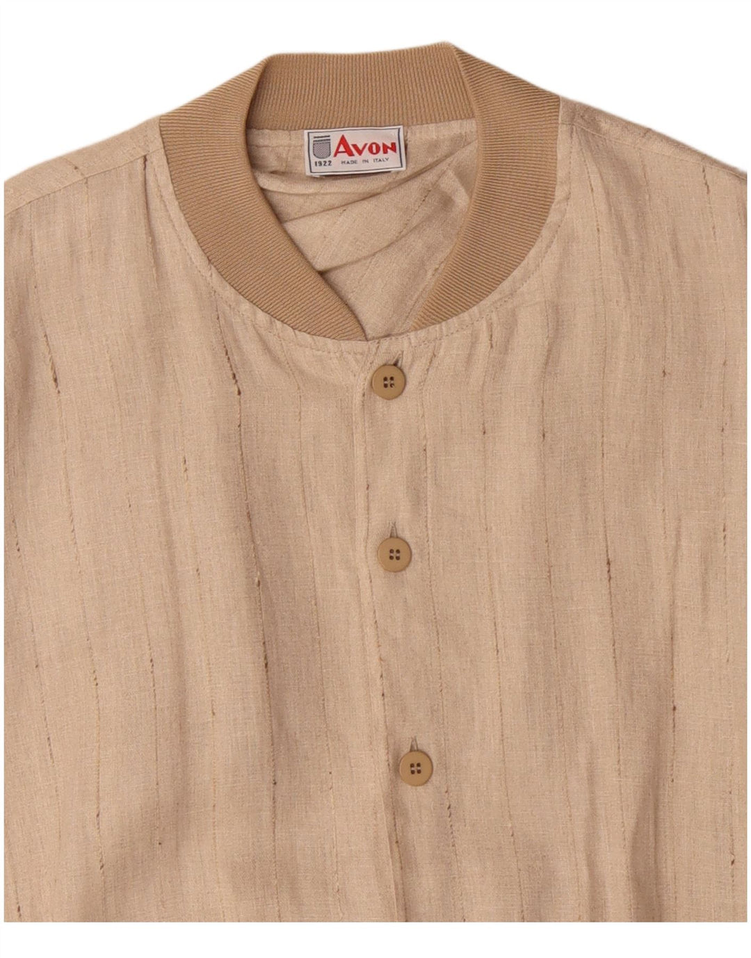 VINTAGE Herren Bomberjacke UK 42 XL Beige Nadelstreifen Leinen