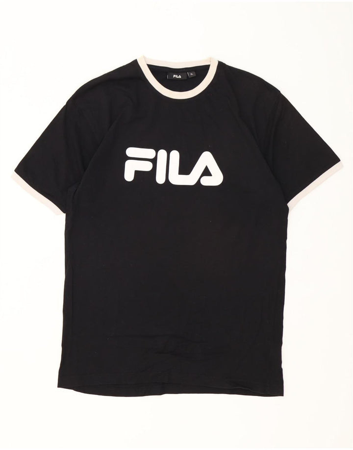 Fila Herren Grafik T-Shirt Top XL Schwarz Baumwolle