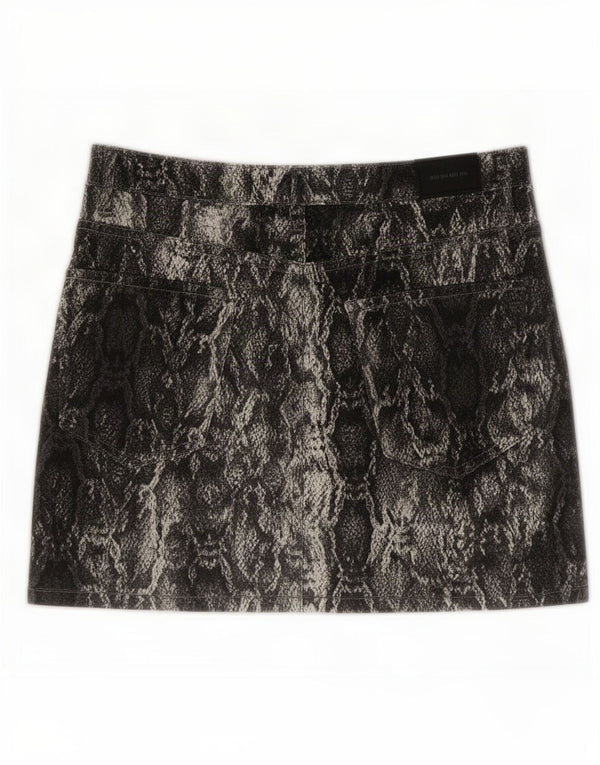 Zara Damen Minirock Large W32 Schwarz Animal Print