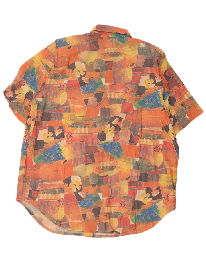 Vintage Damen Kurzarmhemd mit abstraktem Muster UK 20 2XL Mehrfarbig