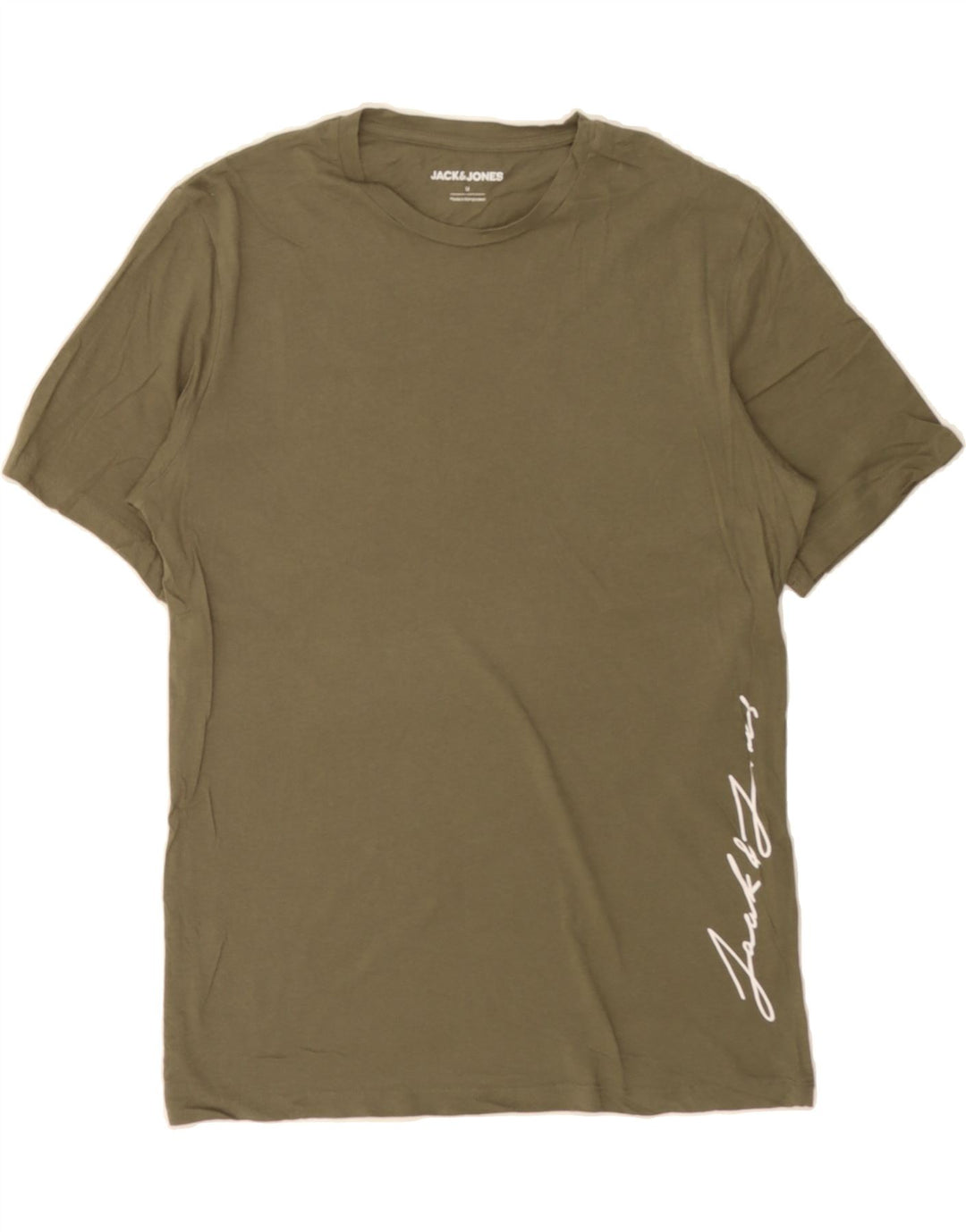 JACK & JONES Mens Graphic T-Shirt Top Medium Khaki Cotton Vintage Jack & Jones and Second-Hand Jack & Jones from Messina Hembry 