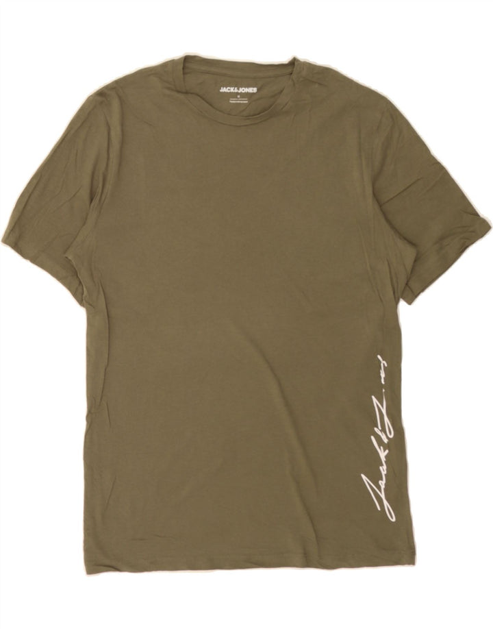 JACK & JONES Mens Graphic T-Shirt Top Medium Khaki Cotton Vintage Jack & Jones and Second-Hand Jack & Jones from Messina Hembry 