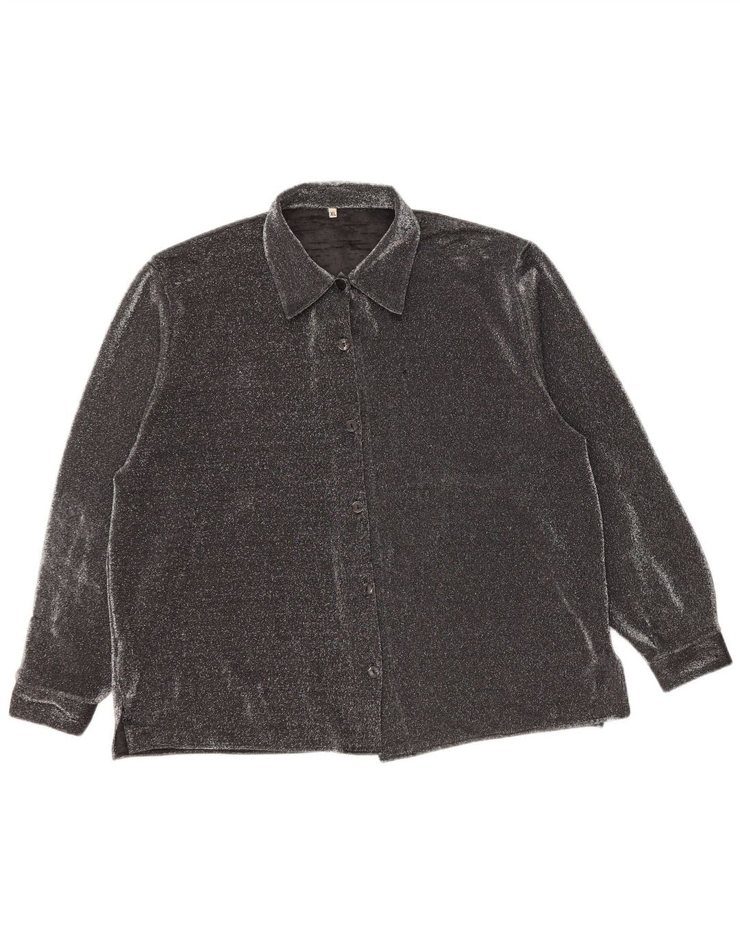 VINTAGE Übergroße Damen-Hemdbluse UK 16 Großes schwarz geflecktes Polyester