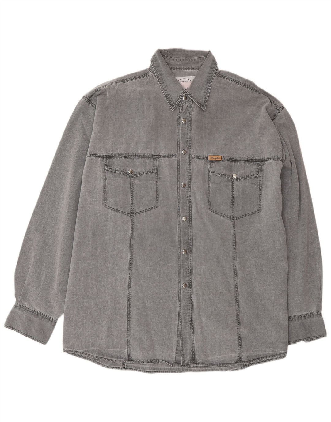 Wrangler Herren-Jeanshemd XL aus grauer Baumwolle