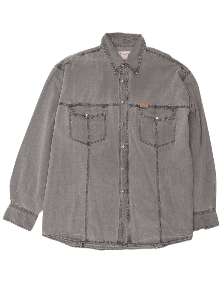 Wrangler Herren-Jeanshemd XL aus grauer Baumwolle