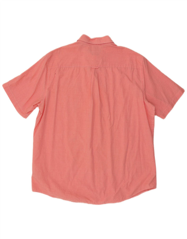 Chaps Herren-Kurzarmhemd XL aus roter Hahnentrittmuster-Baumwolle