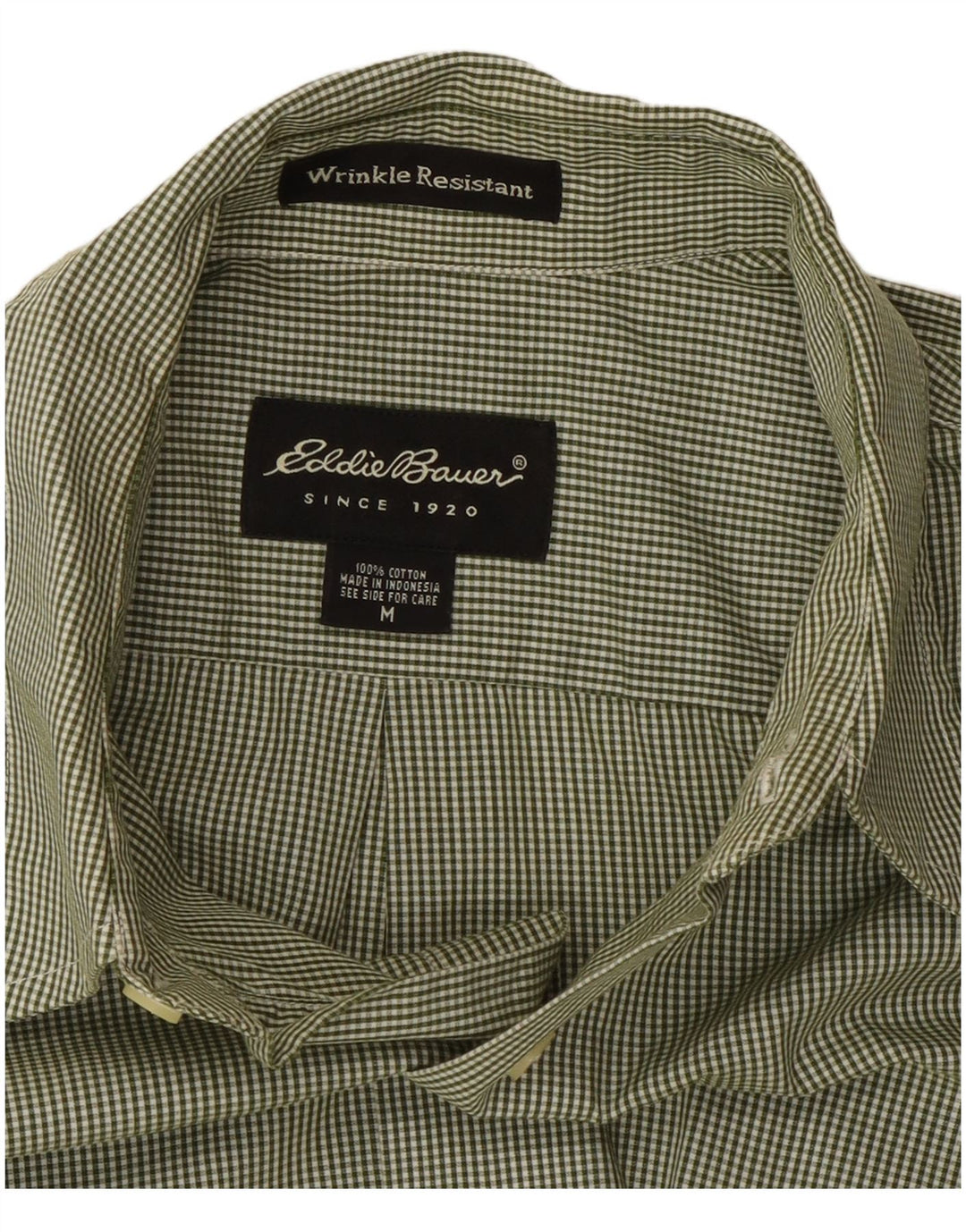 Eddie Bauer Herrenhemd Mittelgrün Gingham Cotton Classic