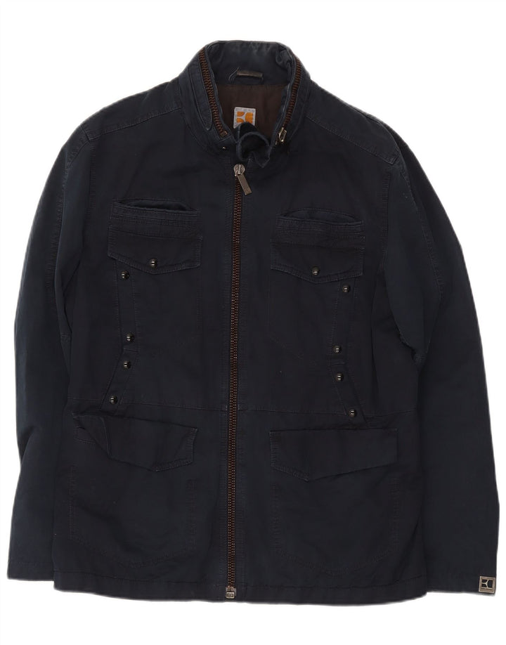 Hugo Boss Herren-Utility-Jacke mit Kapuze, UK 38, mittleres Marineblau