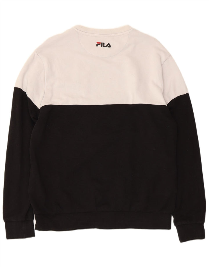 FILA Damen Grafik-Sweatshirt-Pullover UK 14 Mittelschwarz Farbblock