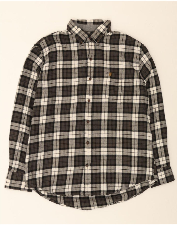 IZOD Mens Flannel Shirt Large Grey Check Cotton Vintage Izod and Second-Hand Izod from Messina Hembry 
