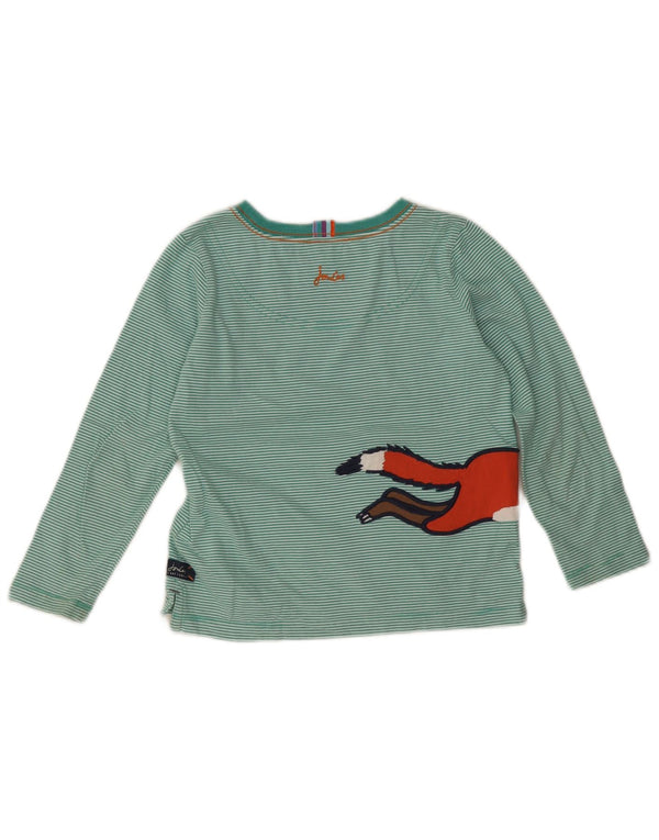Joules Mädchen-Grafikoberteil, langärmlig, 4–5 Jahre, grün gestreift, Baumwolle