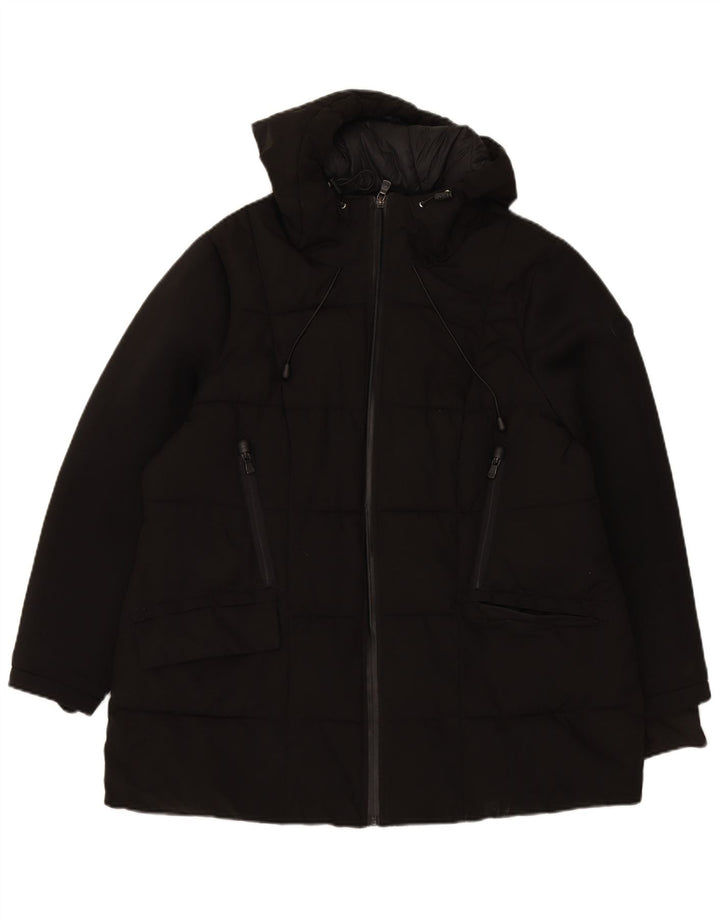 MICHAEL KORS Womens Hooded Padded Jacket UK 18 XL Black Polyester