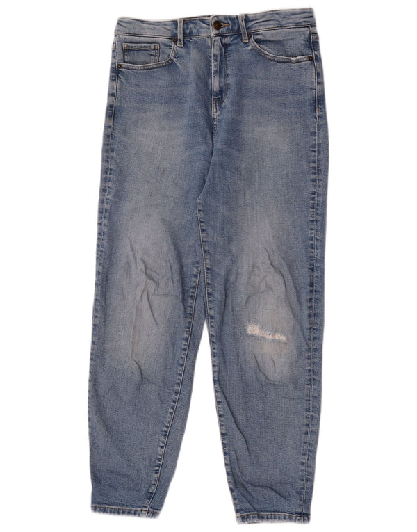 Marks & Spencer Damen High Waist Tapered Jeans UK 12 Medium W30 L28 Blau
