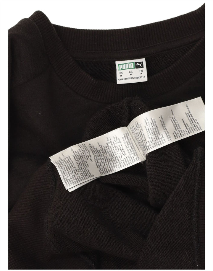 Puma Womens Graphic Crop Sweatshirt Pullover UK 14 Mittelschwarze Baumwolle