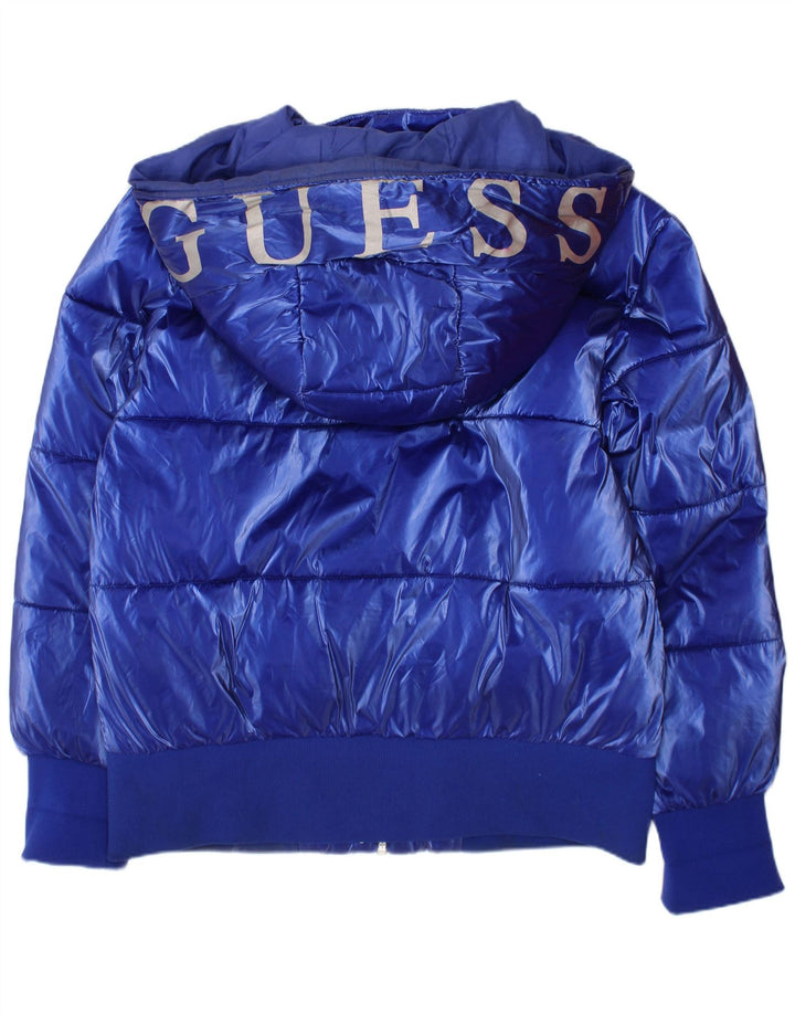 Guess Wattierte Jacke mit grafischer Kapuze für Mädchen, 9–10 Jahre, blaues Polyester