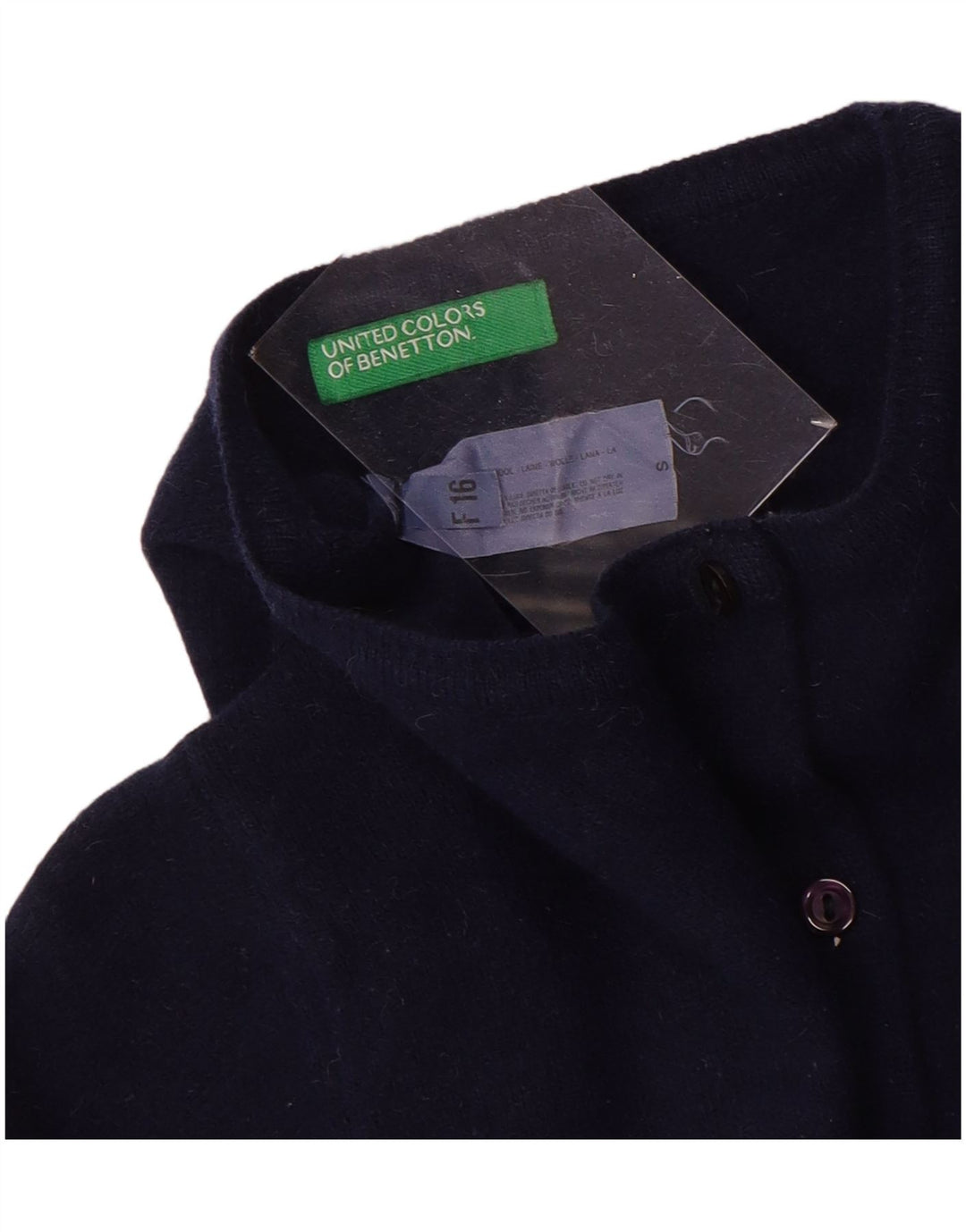 BENETTON Mädchen-Cardigan-Pullover, 15–16 Jahre, kleine marineblaue Wolle