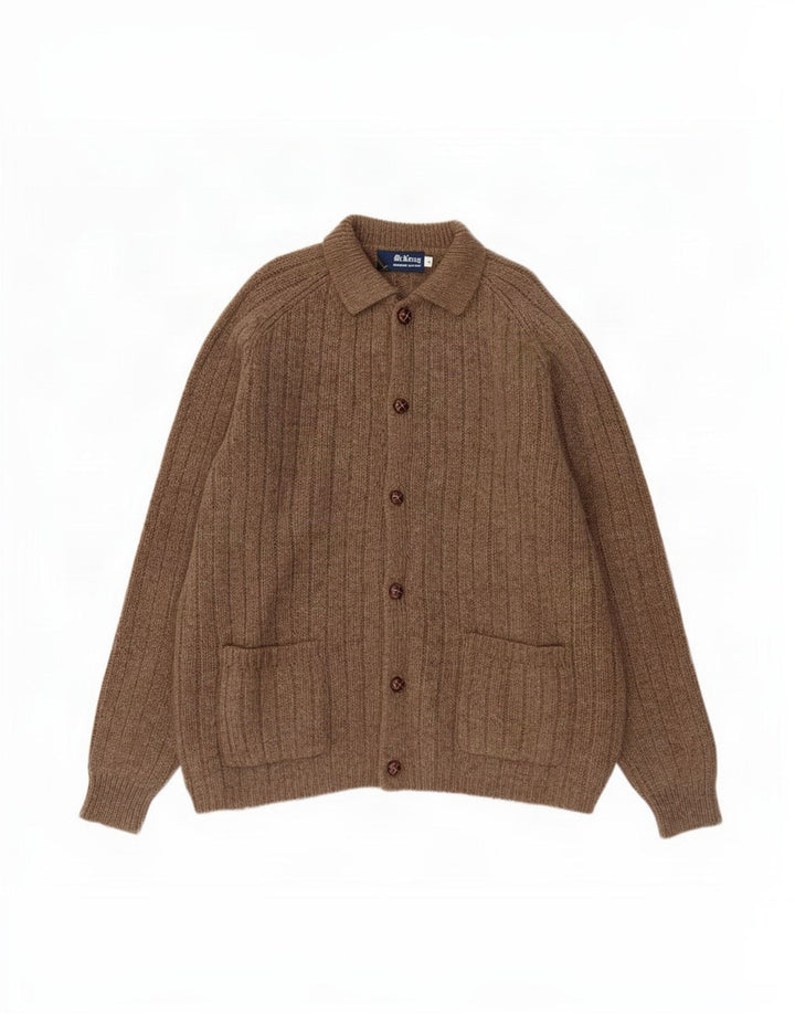 MC Kenzy Herren-Strickjacke, große braune Wolle