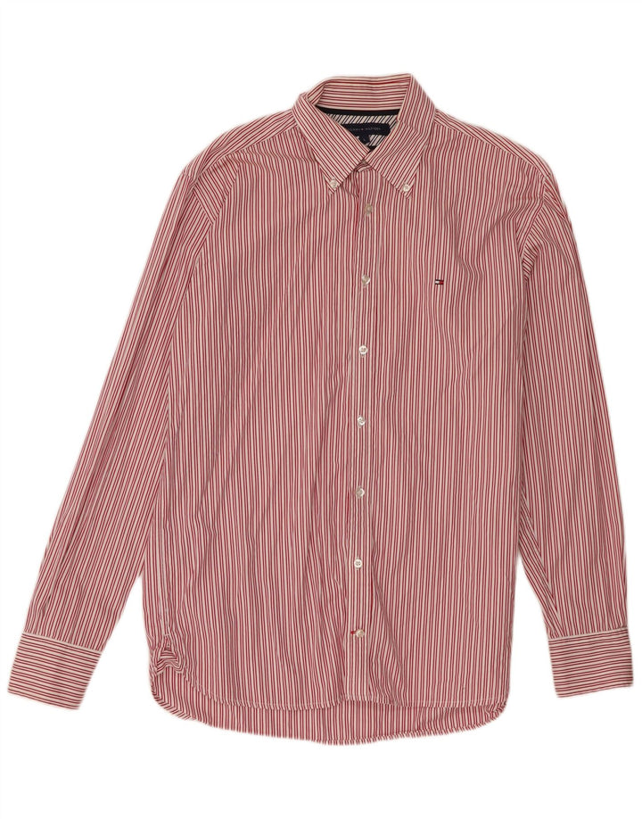 Tommy Hilfiger Herrenhemd, groß, rot gestreift, Baumwolle