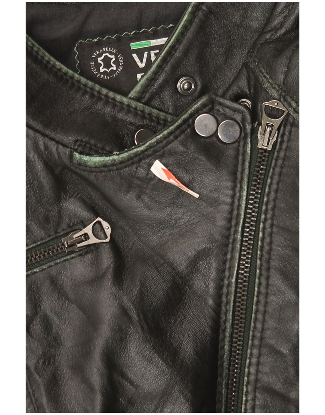 Vintage Damen Leder Bikerjacke IT 44 Mittelschwarzes Leder