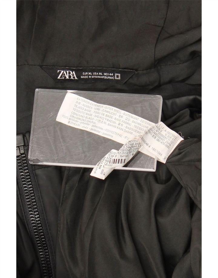 Zara Herren-Regenjacke mit Kapuze, UK 42, XL, Schwarz, Polyester