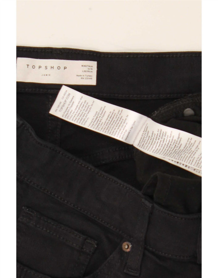 Topshop Damen Skinny Jeans W30 L32 Schwarz Polyester