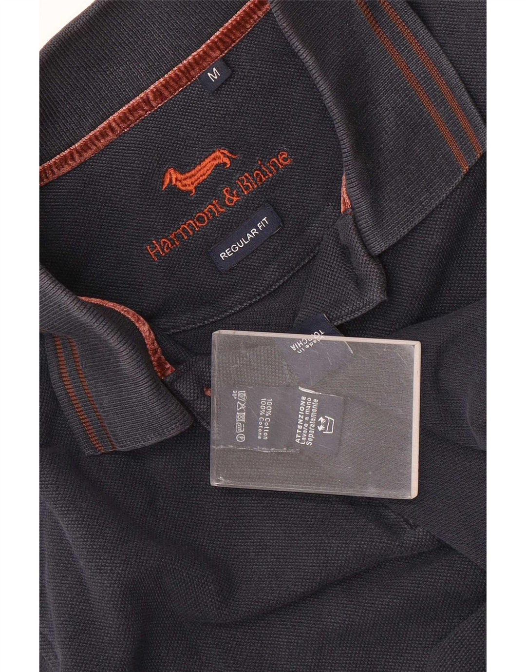 Harmont & Blaine Herren-Langarm-Poloshirt mit normaler Passform, mittleres Marineblau