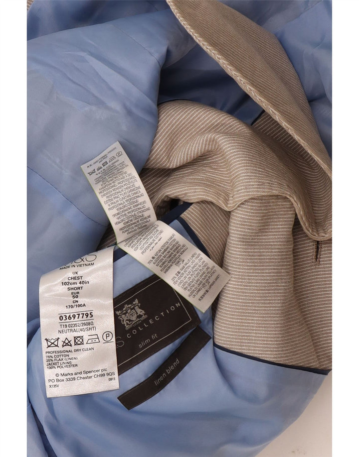 Marks & Spencer Herren-Blazer mit 2 Knöpfen, EU 50, groß, beige, Nadelstreifen