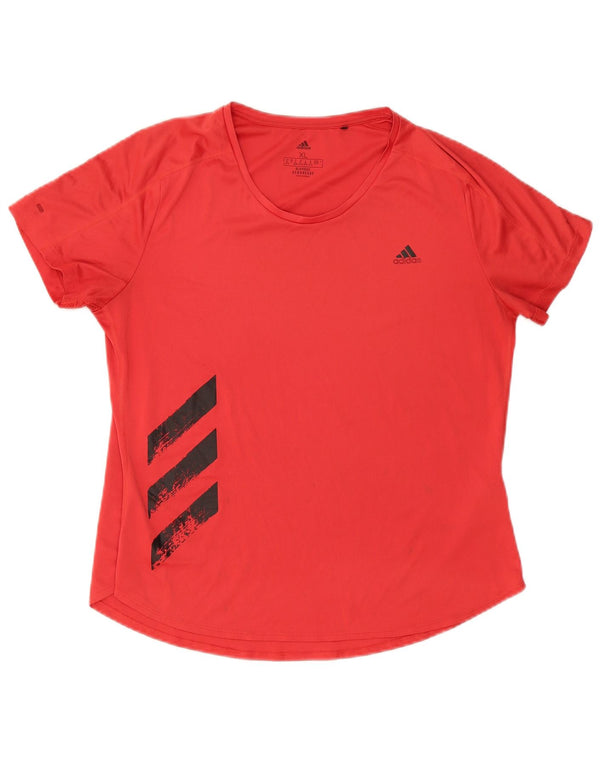 Adidas Damen Aeroready Graphic T-Shirt Top UK 20/22 XL Rot Polyester
