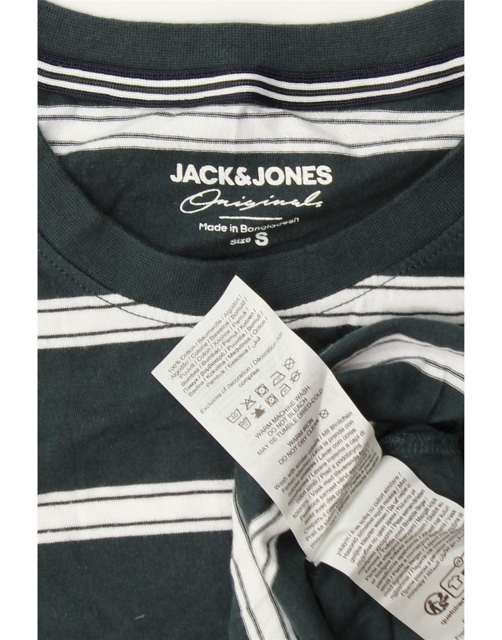 Jack & Jones Herren-T-Shirt-Oberteil, klein, grün gestreift, Baumwolle
