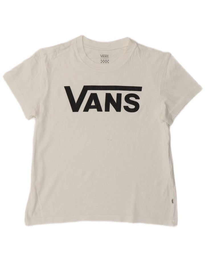 VANS Damen Grafik T-Shirt Top UK 6 XS Weiß