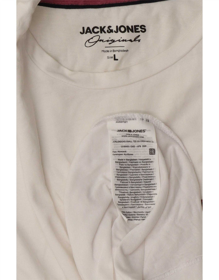 Jack & Jones Herren T-Shirt Top Large Weiß Baumwolle
