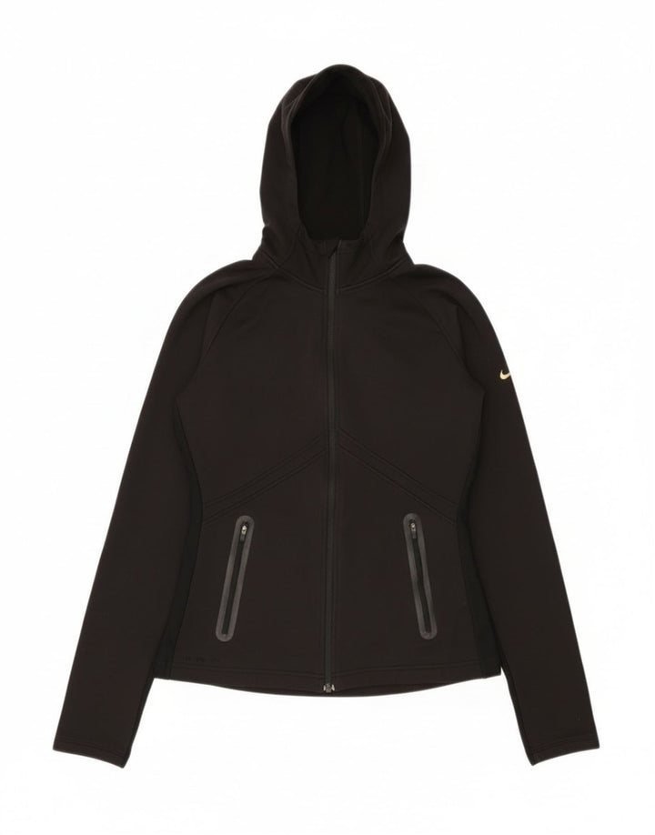 Nike Damen Zip Hoodie Pullover UK 10 Small Schwarz Polyester