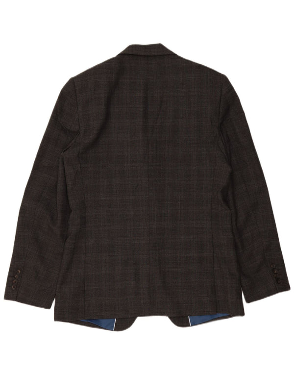 Marks & Spencer Herren-Blazer mit 2 Knöpfen, UK 40, mittelgrau karierte Wolle