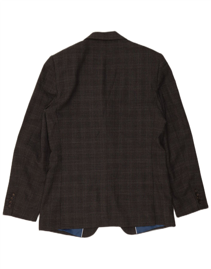 Marks & Spencer Herren-Blazer mit 2 Knöpfen, UK 40, mittelgrau karierte Wolle