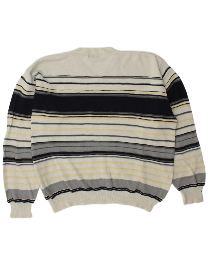 Paul R. Smith Herren-Pullover mit V-Ausschnitt, groß, mehrfarbig, gestreift, Baumwolle