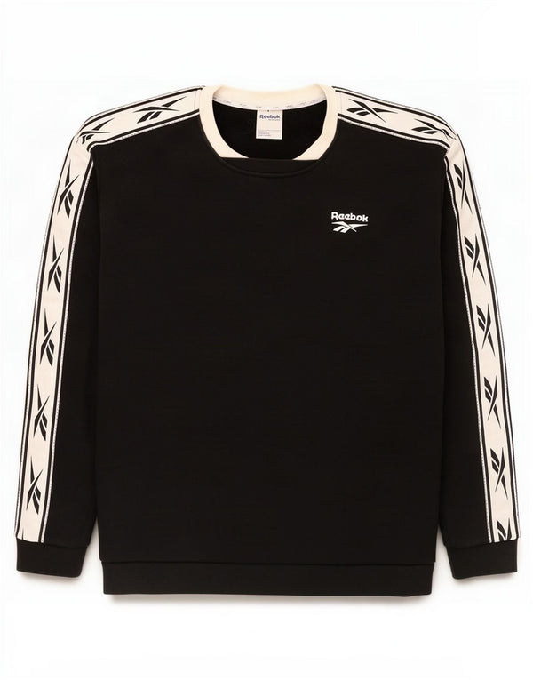 Reebok Womens Graphic Sweatshirt Pullover UK 12/14 Medium Schwarz Colourblock